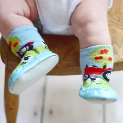 Powell Craft Blue Tractor Slipper Socks