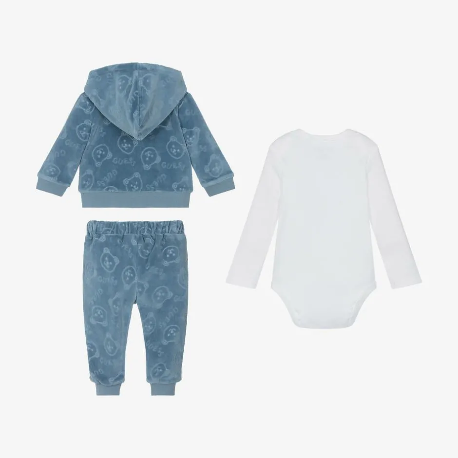 Guess Blue Velour Baby Tracksuit Set Sale