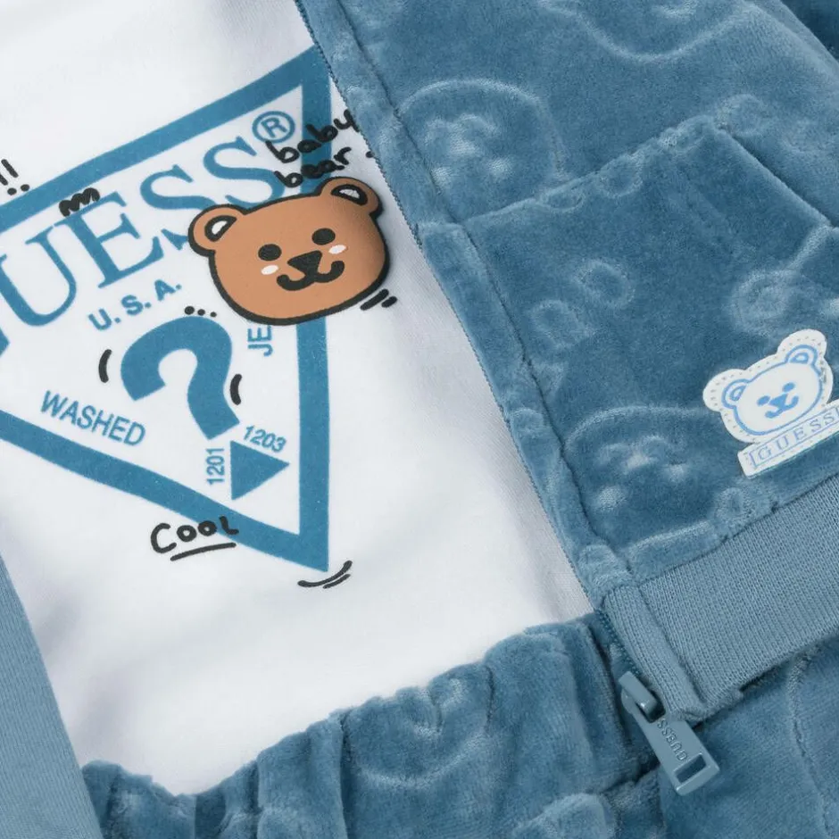 Guess Blue Velour Baby Tracksuit Set Sale
