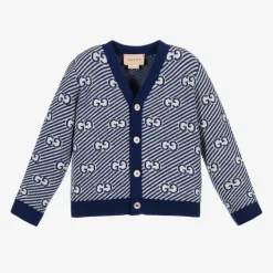 Gucci Blue Wool GG Baby Cardigan Best