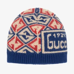 Gucci Blue Wool GG Logo Baby Hat Sale