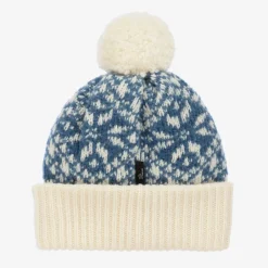Moncler Enfant Blue Wool Pom-Pom Beanie Hat