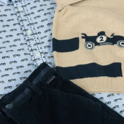 Boboli Boys Beige & Blue Needlecord Trouser Set New