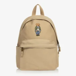 Ralph Lauren Boys Beige Canvas Polo Bear Backpack (37cm)