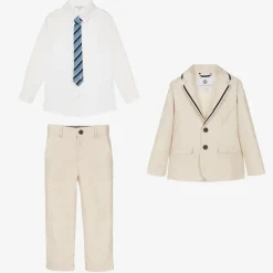 Beatrice amp; George Boys Beige Cotton & Linen Suit Clearance