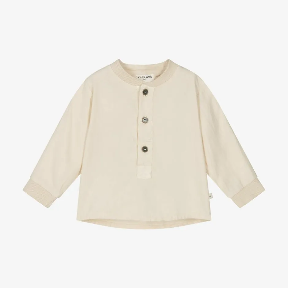 1 + in the family Boys Beige Cotton & Viscose Shirt