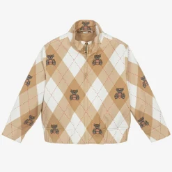 Burberry Boys Beige Cotton Argyle Jacket Clearance