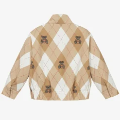 Burberry Boys Beige Cotton Argyle Jacket Clearance