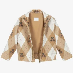 Burberry Boys Beige Cotton Argyle Jacket Clearance