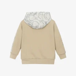 Versace Boys Beige Cotton Barocco Print Hoodie