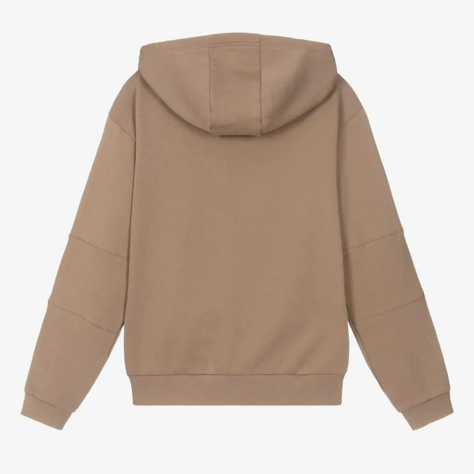 EA7 Emporio Armani Boys Beige Cotton EA7 Logo Hoodie