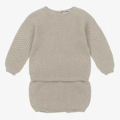 Babidu Boys Beige Cotton Knit Shorts Set Hot