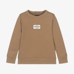 Tommy Hilfiger Boys Beige Cotton Patch Logo Sweatshirt Online