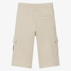 AIGNER Boys Beige Cotton Piqué Cargo Shorts New