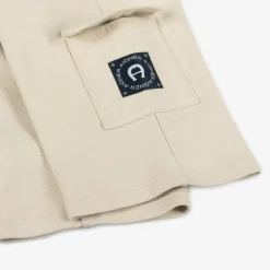 AIGNER Boys Beige Cotton Piqué Cargo Shorts New