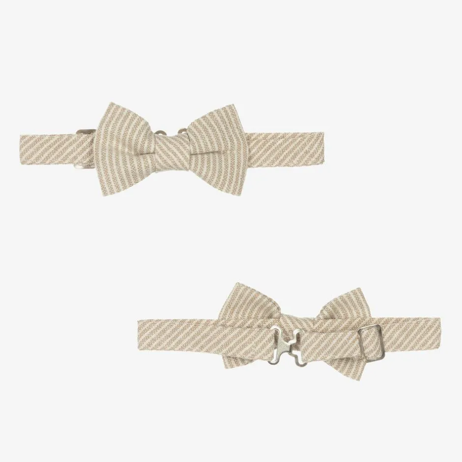 Beau KiD Boys Beige Cotton Stripe Shorts Suit Clearance