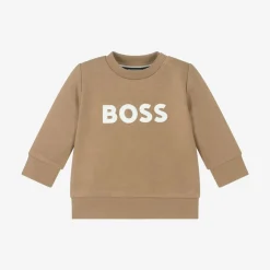 BOSS Boys Beige Cotton Sweatshirt Discount