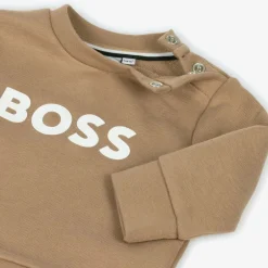 BOSS Boys Beige Cotton Sweatshirt Discount