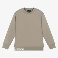 Emporio Armani Boys Beige Cotton Sweatshirt New