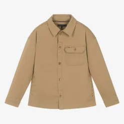 Tommy Hilfiger Boys Beige Cotton Utility Overshirt Hot