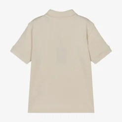Tommy Hilfiger Boys Beige Cotton Varsity Polo Shirt New