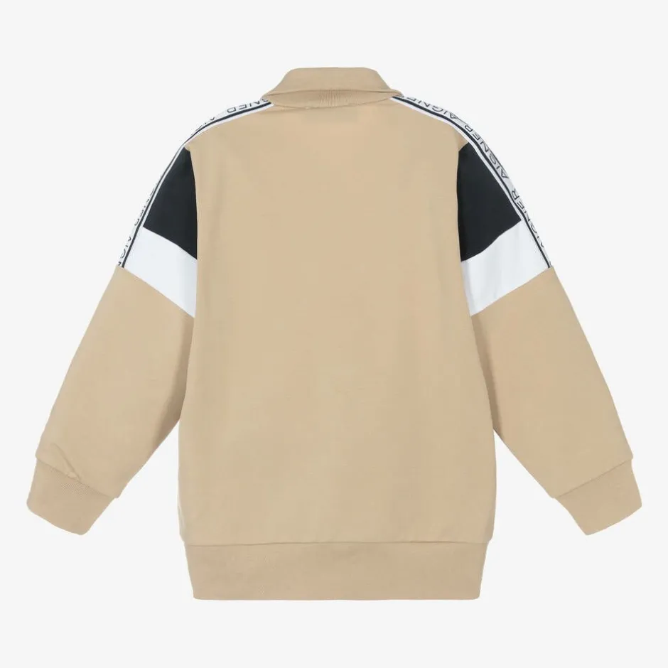 AIGNER Boys Beige Cotton Zip-Up Top Online