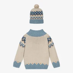 Dr. Kid Boys Beige Fair Isle Sweater & Hat Set Discount