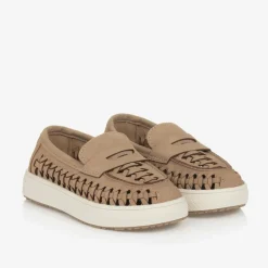 House of Cavani Boys Beige Faux Suede Loafers Discount