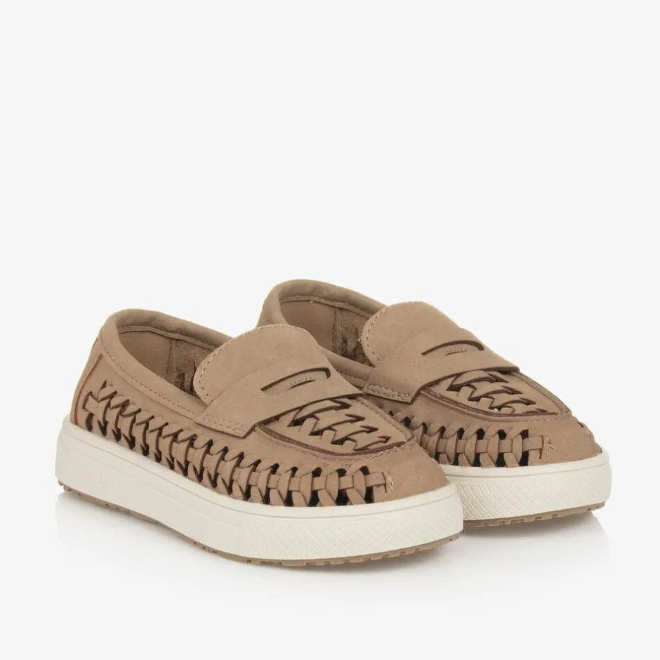 House of Cavani Boys Beige Faux Suede Loafers Discount