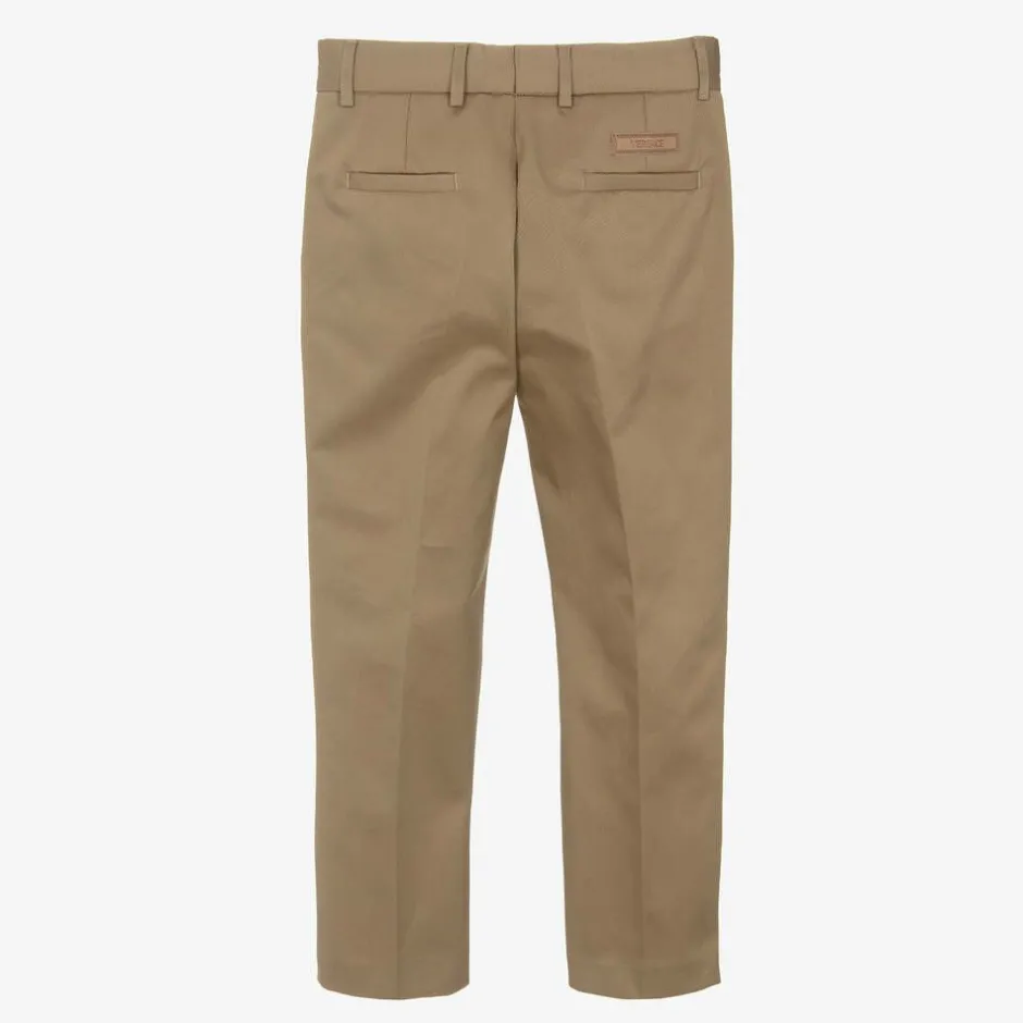 Versace Boys Beige Gabardine Trousers Clearance