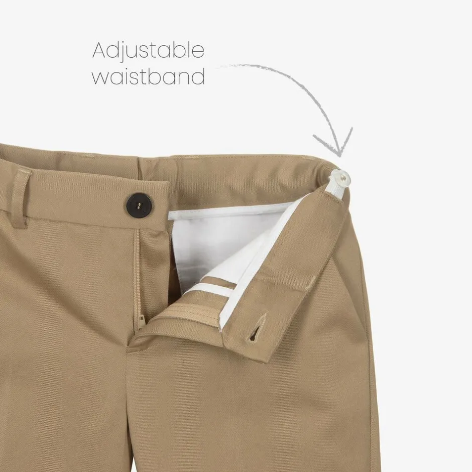 Versace Boys Beige Gabardine Trousers Clearance