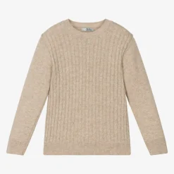 Dr. Kid Boys Beige Knitted Cotton & Wool Sweater Best