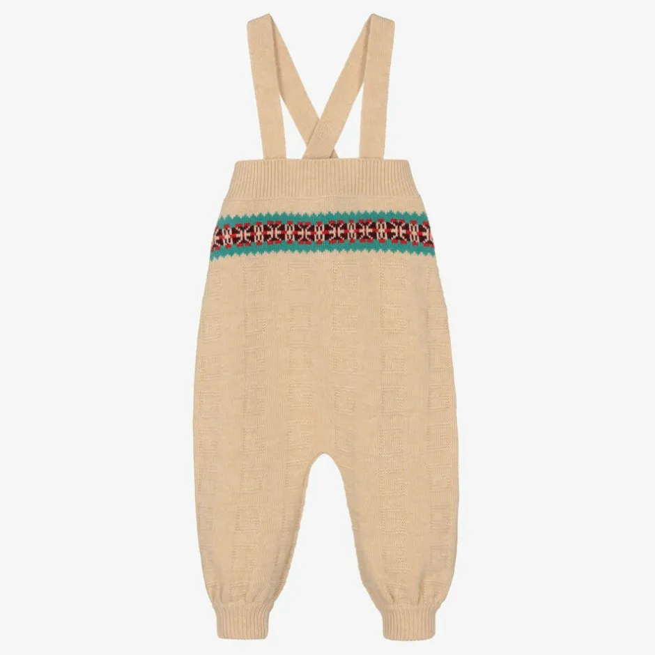 Gucci Boys Beige Knitted Dungarees Clearance