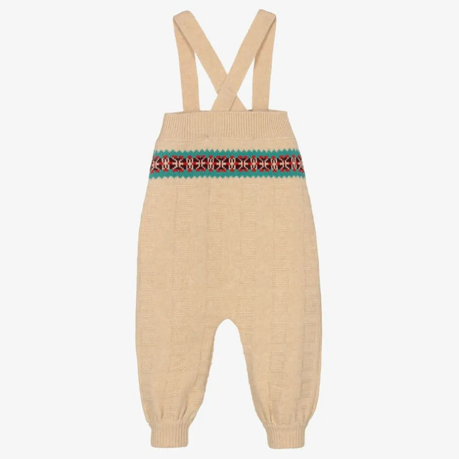 Gucci Boys Beige Knitted Dungarees Clearance
