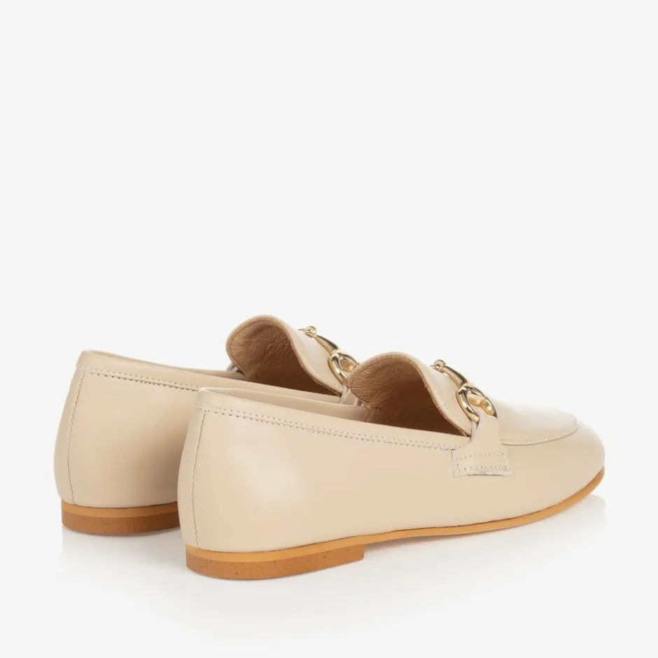 Childrens Classics Boys Beige Leather Loafers Sale