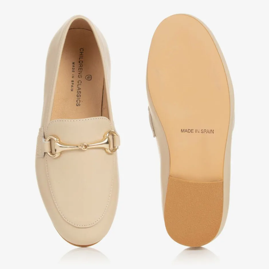 Childrens Classics Boys Beige Leather Loafers Sale