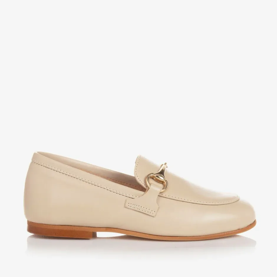 Childrens Classics Boys Beige Leather Loafers Sale