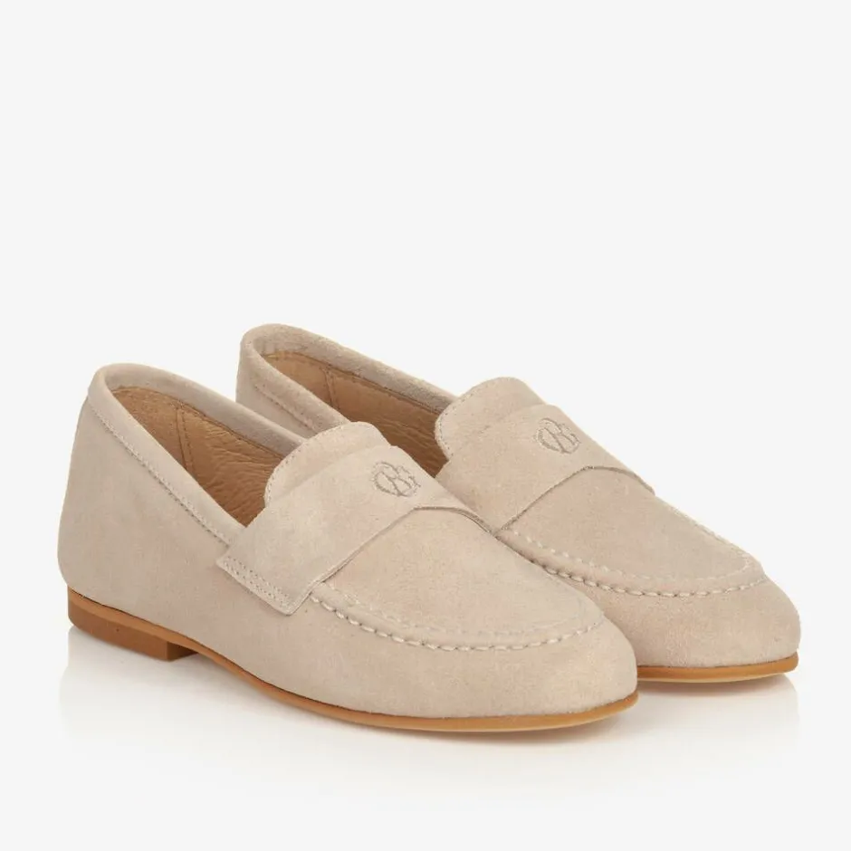 Beatrice amp; George Boys Beige Leather Monogram Loafers Outlet