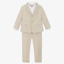 Paz RodrÃguez Boys Beige Linen Suit Online