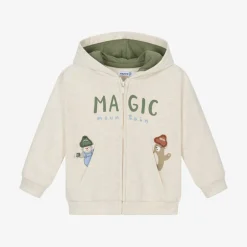 Mayoral Boys Beige Marl Zip-Up Hooded Top