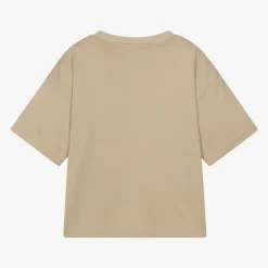 HUGO Boys Beige Organic Cotton Stacked Logo T-Shirt Discount