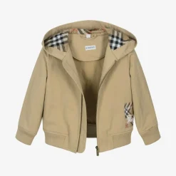 Burberry Boys Beige Twill Zip-Up Jacket Sand