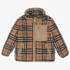 Burberry Boys Beige Vintage Check Fleece Jacket Outlet