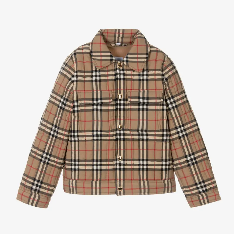 Burberry Boys Beige Vintage Check Jacket Outlet