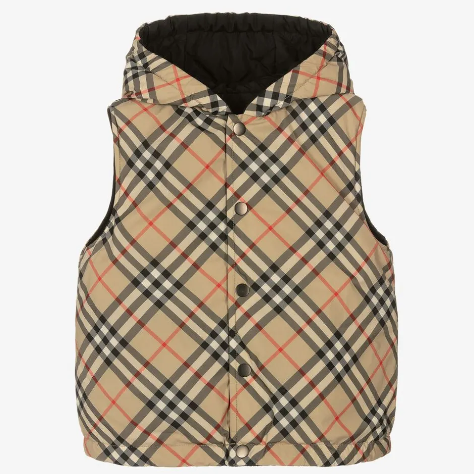 Burberry Boys Beige Vintage Check Reversible Gilet ArchiveBeige Outlet