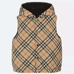 Burberry Boys Beige Vintage Check Reversible Gilet ArchiveBeige Outlet