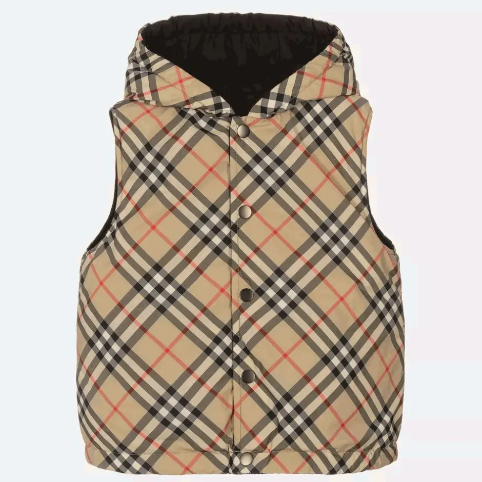 Burberry Boys Beige Vintage Check Reversible Gilet ArchiveBeige Outlet