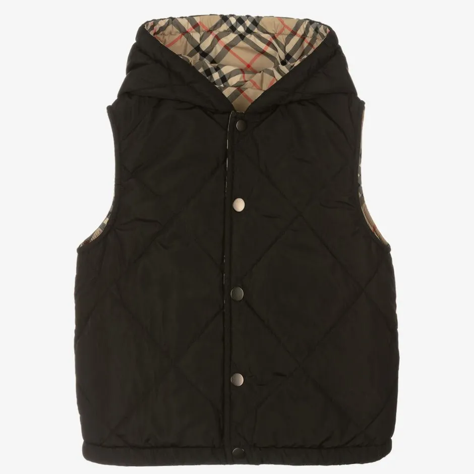 Burberry Boys Beige Vintage Check Reversible Gilet ArchiveBeige Outlet