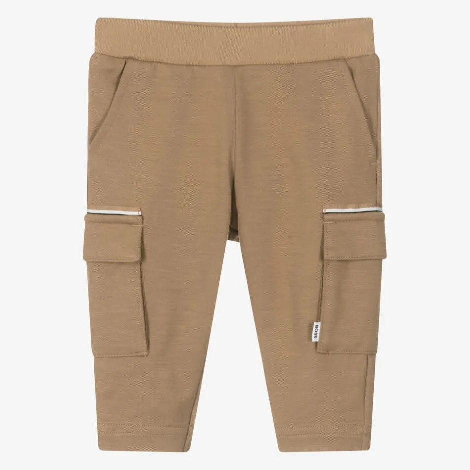 BOSS Boys Beige Viscose Cargo Trousers Sale