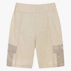 Emporio Armani Boys Beige Waffle Cotton Jersey Shorts New